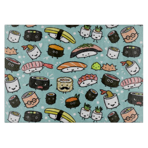 Schattigee sushi-tekens   Kawaii Sushi Patterned Snijplank