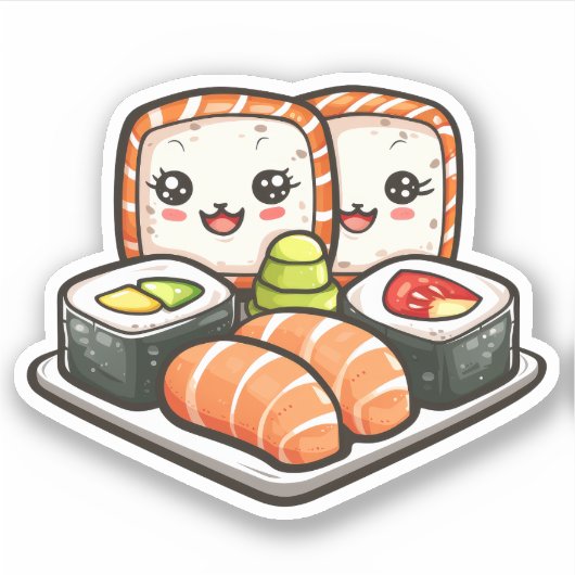 Schattigee sushi vinyl Stickers (Voorkant)