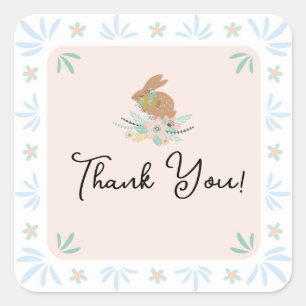 Schattigee Sweet Bunny Rabbit Animal 1e Verjaardag Vierkante Sticker