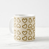 Schattigee Sweet Hearts Pattern Mok in Beige & Gol (Voorkant links)