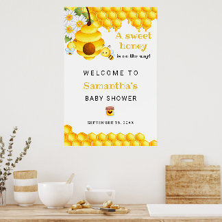 Schattigee Sweet Honey Bee Welkom Baby shower Post Poster