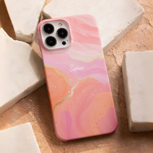 Schattigee Sweet Pink Gold Wave Textuur Vrouwelijk iPhone 16 Pro Hoesje