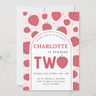 Schattigee Sweet Strawberry 2e Verjaardagsfeestje Kaart