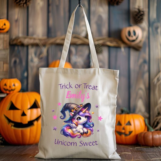 Schattigee Sweet Unicorn Halloween gepersonaliseer Tote Bag