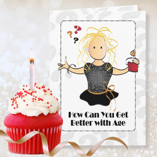 Schattigee Sweet Vrouw Cartoon Blonde Happy Birthd Kaart