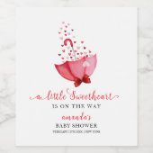 Schattigee Sweetheart Umbrella Bow Baby shower Wijn Etiket (Enkel label)