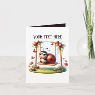 Schattigee swingende winkelwagen lieveheersbeestje kaart