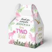 Schattigee T Rex Dinosaurus Meisje 2e Verjaardagsf Bedankdoosjes (Achterkant)