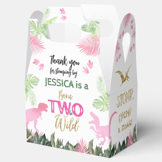 Schattigee T Rex Dinosaurus Meisje 2e Verjaardagsf Bedankdoosjes (Geopend)