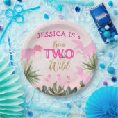 Schattigee T Rex Dinosaurus Meisje 2e Verjaardagsf Papieren Bordje (Feest)