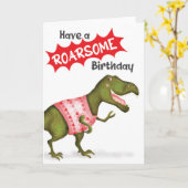 Schattigee T.rex dinosaurus 'Roarsome verjaardag'  Kaart (Gele Bloem)