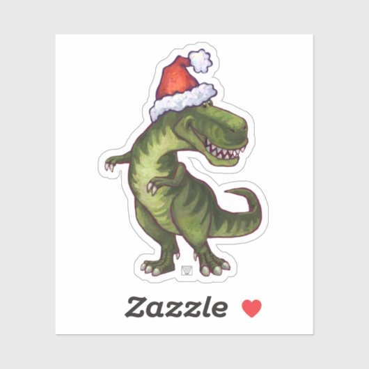 Schattigee T-Rex in een kerstmuts Sticker (Vel)