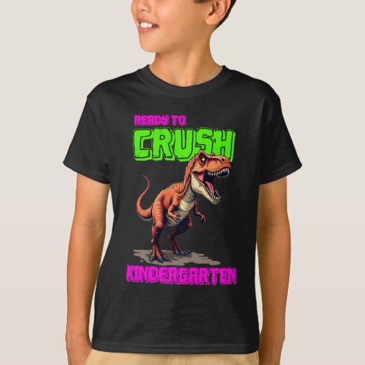 Schattigee T-Rex verplettert kleuterschool T-shirt (Voorkant)