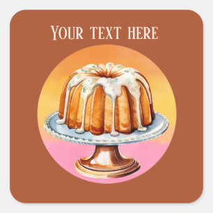 Schattigee taart Voeg tekst Bakkerij taart leveran Vierkante Sticker