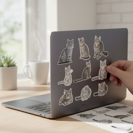 Schattigee Tabby Cat Collectie Stickers