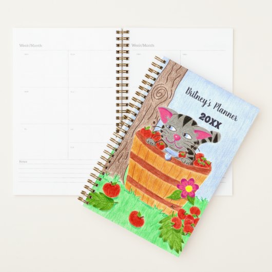 Schattigee Tabby cat gepersonaliseerde planner (Display)