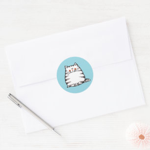 Schattigee Tabby Cat – Kawaii kat voor kattenliefh Ronde Sticker