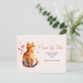 Schattigee Tabby Cat met harten Bewaar de datum Uitnodiging Briefkaart (Staand voorkant)