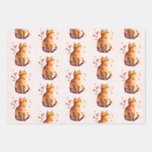 Schattigee Tabby Cat met hartenpatroon Inpakpapier Vel (Voorkant 3)