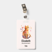 Schattigee Tabby Kat met Harten Badge (Achterkant met clip)