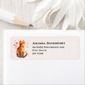 Schattigee Tabby Kat met Harten Etiket (Insitu)