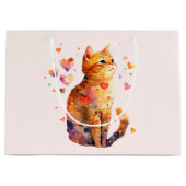 Schattigee Tabby Kat met Harten Groot Cadeauzakje (Voorkant)