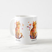 Schattigee Tabby Kat met Harten Koffiemok (Voorkant links)