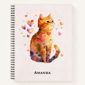 Schattigee Tabby Kat met Harten Notitieboek (Voorkant)