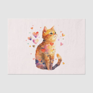 Schattigee Tabby Kat met Harten Tissuepapier
