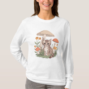 Schattigee Tabby Kitten in Mushroom & Flower Fores T-shirt