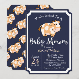 Schattigee Tan Baby Koe Kalf & Donkerblauw Baby sh Kaart