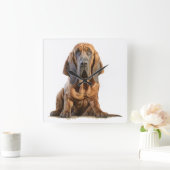 SCHATTIGEE TAN EN ZWARTE BLOEDHOND HOND VIERKANTE KLOK (Huis)