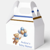 Schattigee Tan Teddybeer met ballonnen Boy Baby sh Bedankdoosjes (Voorkant)