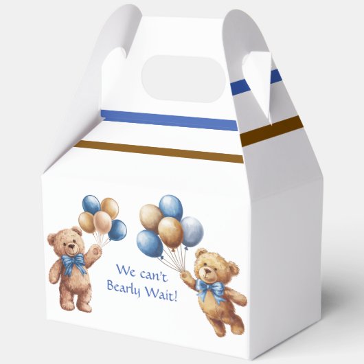Schattigee Tan Teddybeer met ballonnen Boy Baby sh Bedankdoosjes (Achterkant)