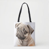 SCHATTIGEE TAN & ZWARTE PUG PUPPY HOND DRAAGTAS (Voorkant)