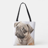 SCHATTIGEE TAN & ZWARTE PUG PUPPY HOND DRAAGTAS (Achterkant)