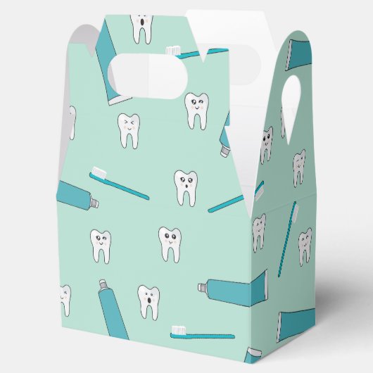 Schattigee Tand Blauwgroen Mint Tandpasta Tandenbo Bedankdoosjes (Geopend)