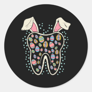 Schattigee Tand Bunny Pasen Grappige Tanden Tandar Ronde Sticker