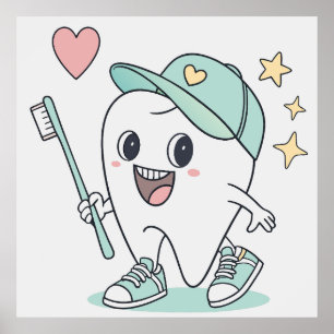 Schattigee Tand Cartoon - Kinder Tand Poster