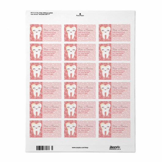 Schattigee Tand - Roze Custom Adresetiketten Etiket (Full Sheet)