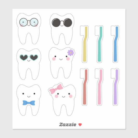 Schattigee tanden met verschillende persoonlijkhed sticker (Vel)