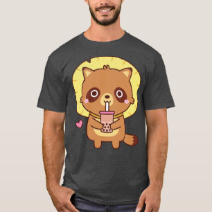 Schattigee Tanuki met stro Pet houdt van bubbelthe T-shirt