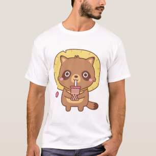 Schattigee Tanuki wasbeerhond houdt van bubbelthee T-shirt
