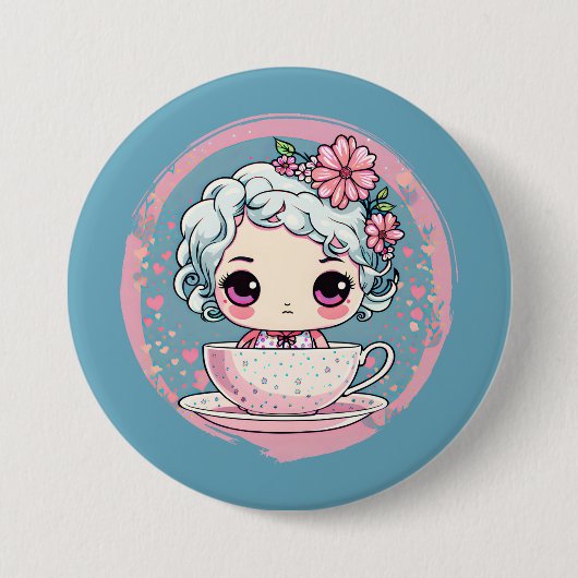 Schattigee Tea Cup Doll Button (Voorkant)