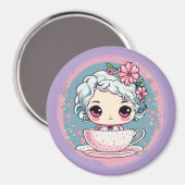 Schattigee Tea Cup Doll Magnet Magneet (Voorkant / Achterkant)