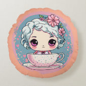 Schattigee Tea Cup Doll Ronde Kussen (Voorkant)