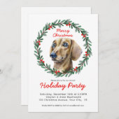 Schattigee Teckel Greenery Krans Kerstfeest Kaart (Voorkant / Achterkant)