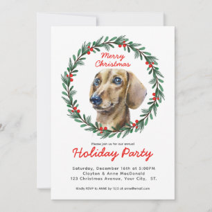 Schattigee Teckel Greenery Krans Kerstfeest Kaart