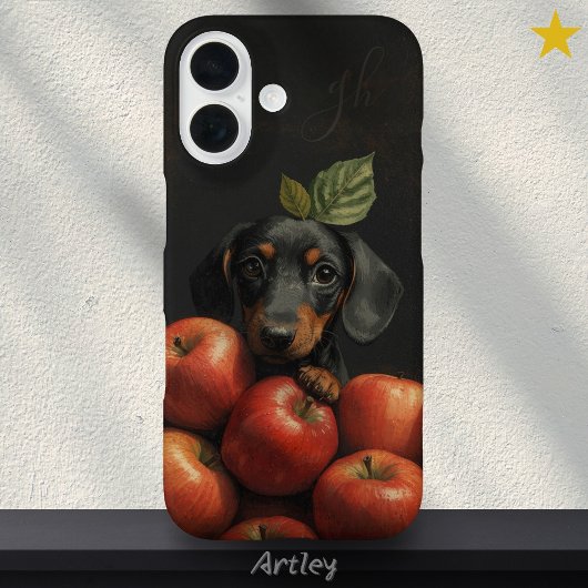 Schattigee Teckel Hond Peeking Apple Schilderen In Case-Mate iPhone Case