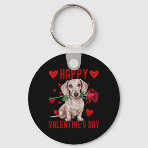 Schattigee Teckel Hond Red Hearts Paren Happy Vale Sleutelhanger